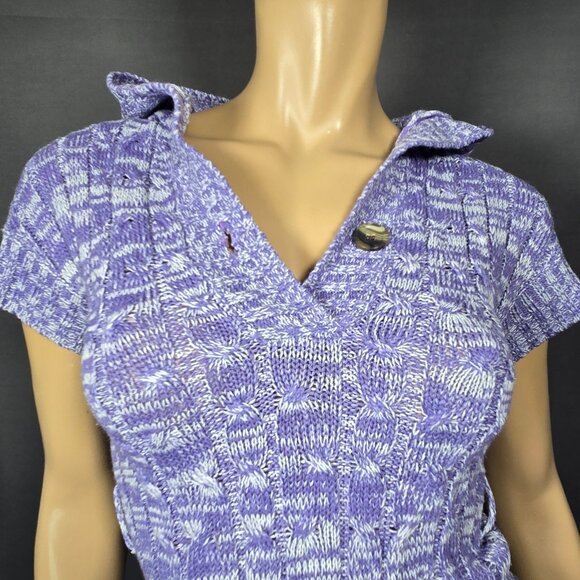 Y2K Purple Hooded Sweater Cap sleeves Size XS Pockets Grunge Fairy 2000s - Picture 3 of 9